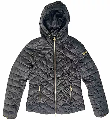Buy Ladies Barbour Quilted Fibre Down Jacket Coat Black Uk Size 10 • 38.97£
