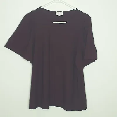 Buy Witchery Size XS Burgundy Short Flare Sleeve Tee Shirt Blouse • 15.08£