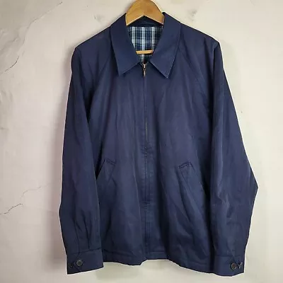 Buy St Michael Mens Medium Vintage Harrington Casual Jacket Blue Cotton Full Zip • 16.69£