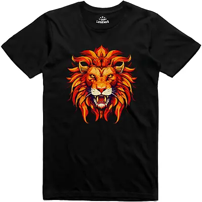 Buy Mens T Shirt Lion Manticore Fierce Looking Print Regular Fit Cotton Tee • 11.99£