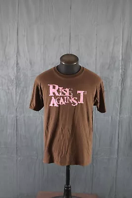Buy Punk Band Shirt (Retro) - Rise Against Pink On Brown Graphic - Men's Large • 48.29£
