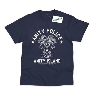 Buy Amity Island Police Inspired By Jaws Movie Printed T-Shirt • 9.95£