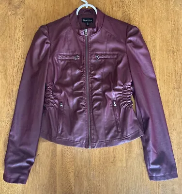 Buy New Look Women's Full Zip Faux-Leather Motorcycle Jacket Burgundy Size Medium • 14.45£