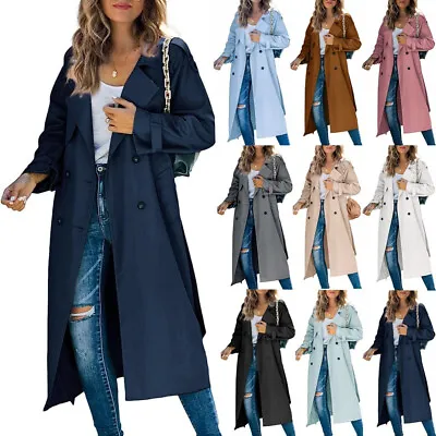 Buy Women Oversized Hooded Windbreaker Fashion Long Jacket Loose Coat Trench Coat • 19.99£