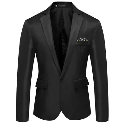 Buy Mens Wedding Party One Button Smart Suit Coat Tops Formal Business Blazer Jacket • 13.25£