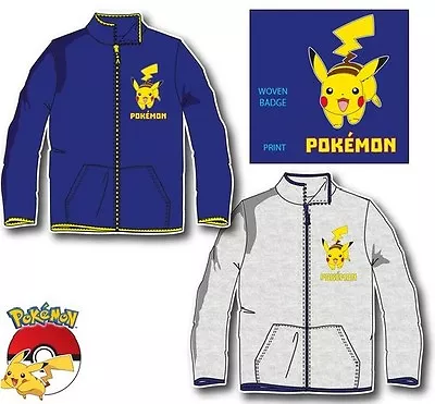Buy Pokemon Sweat Jacket Fleece Boys Grey Navy 4-12 Years • 12.99£
