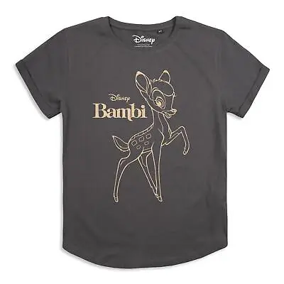 Buy Disney Womens T-shirt Bambi Gold Metallic Top Tee S-XL Official  • 13.99£