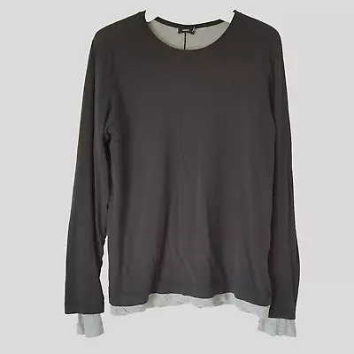 Buy Vince Womens Double Layer T-shirt Size M Black Gray Long Sleeve Seamed Back Peru • 20.66£