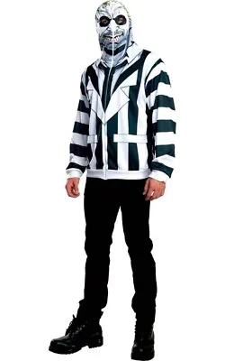 Buy Beetlejuice Hoodie Adult Mens Licensed Dress Up Ghost Halloween Horror Costume • 36.55£