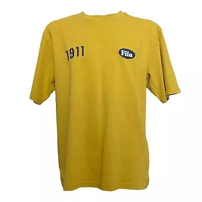Buy Fila Mens Cotton T Shirt Short Sleeve Yellow Tee Retro Heritage Logo Size Small • 8.51£