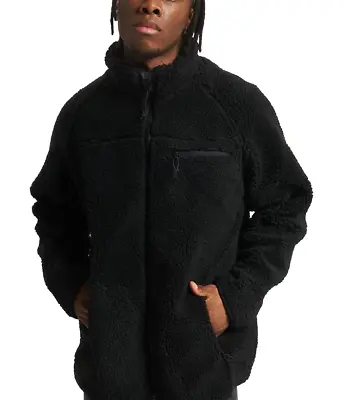 Buy Brandit Men's Teddyfleece Jacket Full Zip Black RRP £75 Size Small Oversized • 31.49£