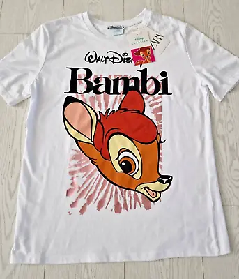 Buy Zara Bambi Disney T-shirt White Size S Bnwt 1165/649 • 15.99£