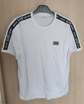 Buy EA7 Emporio Armani T-Shirt (MEDIUM) Black + White - Mens - 2 Tiny Stains On Back • 18£