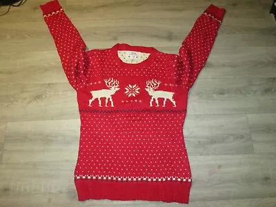 Buy V28-ladies Size S 6-8 Christmas Vintage Jumper Sweater Pullover Reindeer • 8.60£