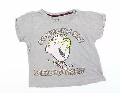 Buy Disney Womens Grey Cotton Basic T-Shirt Size 6 Round Neck - Beauty And The Beast • 5.50£