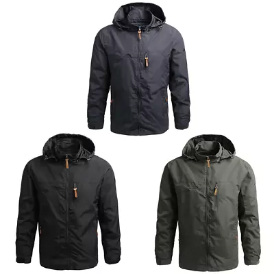 Buy Men Outdoor Waterproof Jacket Breathable Hooded Jacket Tactical Windbreaker Coat • 13.19£