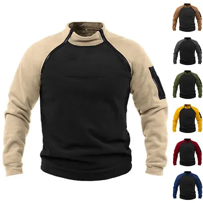 Buy Mens Fleece Zipper Sweatshirt Tactical Military Combat T-Shirt Jumper Tops Coat • 5.59£