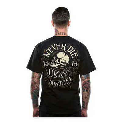 Buy Lucky 13 Never Die Moto Motorcycle Motorbike Casual T-Shirt Black • 30.50£