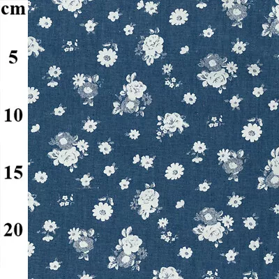 Buy Floral 100% Cotton Denim Lightweight Fabric Extra Wide 58  By Half Metre • 6.99£