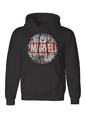 Buy Marvel Icons Disc Logo Print Sports Black Hooded Sweatshirt • 23.96£