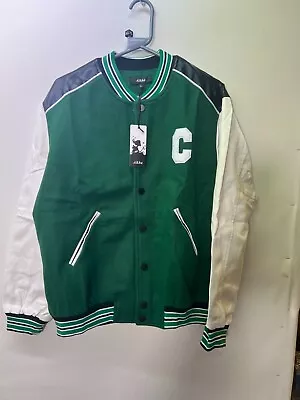 Buy NWT Mens Aikha Varsity Baseball Jacket Faux Leather Sleeves Size M • 20£