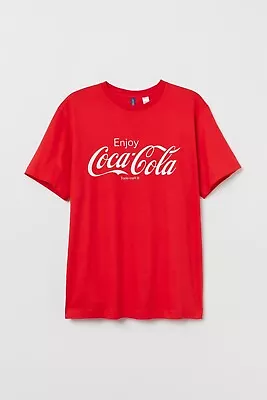 Buy H&m Mens Unisex Coca Cola Logo Printed T Shirt Tee Top Merch Red Bnwt Small S • 17.99£
