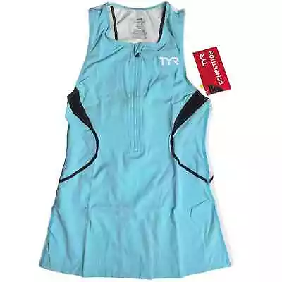 Buy TYR Competitor Womens Tri Singlet Tank Top - Lt Blue Black White - Size XS - $66 • 25.53£
