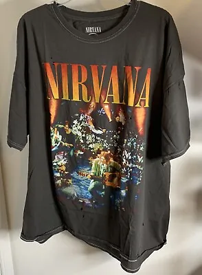 Buy Nirvana Unplugged Tee Shirt / Dress Gray New Distressed OS Urban Outfitters • 38.55£