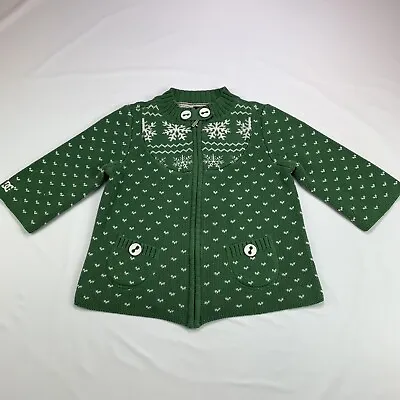 Buy DC Shoes Sweater Womens Medium Knit Fullzip Snowflake 3/4 Sleeve Green Pockets • 24£