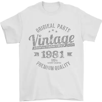 Buy Vintage Year 43rd Birthday 1981 Mens T-Shirt 100% Cotton • 10.48£