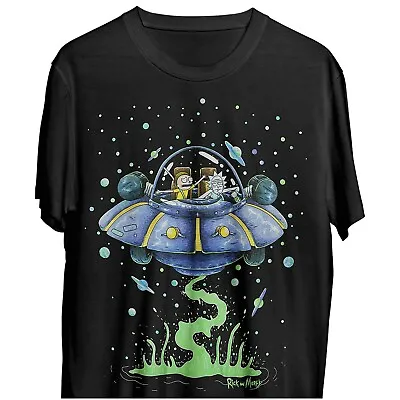 Buy Rick & Morty Animation Cartoon XL T-Shirt Black Spaceship Adult Swim NEW • 9.99£