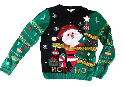 Buy NOBO Ugly Christmas Sweater Santa Ho Ho Ho  Women's Junior’s L (11-13) • 17.21£