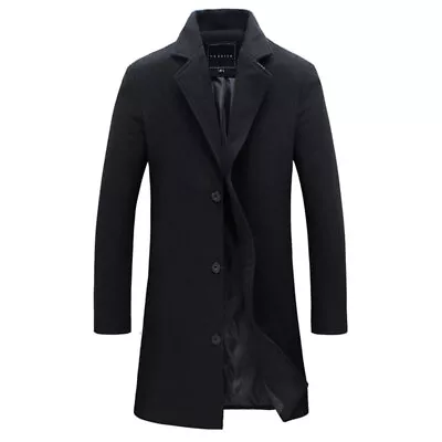 Buy Mens Winter Warm Formal Trench Coat Long Jacket Smart Work Outwear Overcoat UK ~ • 23.63£