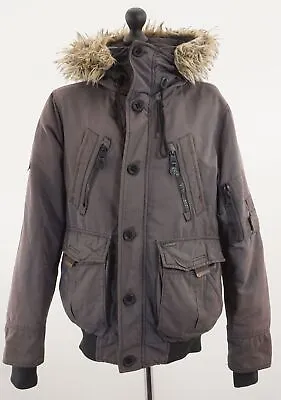 Buy Khujo Knamp Ladies Winter Jacket XL Grey Lined Hood Cotton A1269 • 71.14£