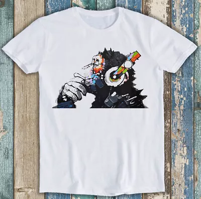 Buy Banksy DJ Monkey Thinker With Headphone Best Seller Funny Gift Tee T Shirt M1542 • 7.35£