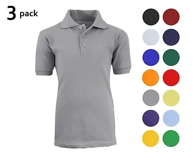 Buy 3 Pack School Uniform Polo For Boys Choose Shirts Color - Sizes 4-20 Many Colors • 18.09£