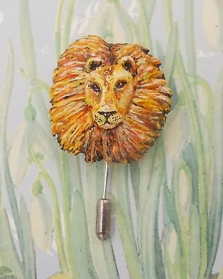 Buy LION PIN Lion Brooch Wildlife Wedding Corsage Wild Cat Pin-HANDMADE HAND PAINTED • 7.99£