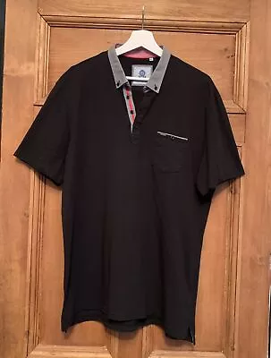 Buy Guide London Black Mix Polo T Shirt Short Sleeve Check Collar Pocket Sz 3XL VGC • 10.99£