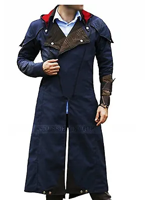 Buy Assassin's Creed Unity Arno Dorian Denim Cloak Cosplay Hooded Halloween Costume • 72.99£