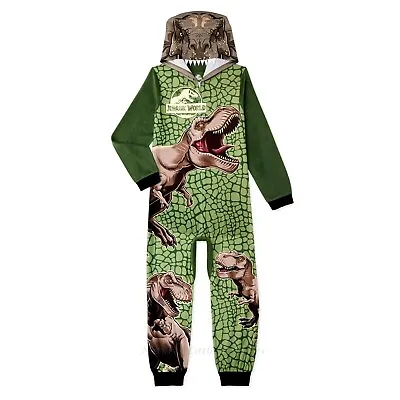 Buy Jurassic World Boys Pajamas Dinosaur Union Suit One Piece Size 6-12 Park Costume • 26.50£