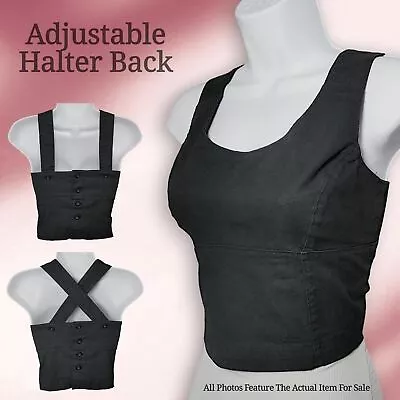 Buy MADEWELL Black Adjustable Bustier / Halter Top | Stretch Cotton | Women's 0 • 23.68£