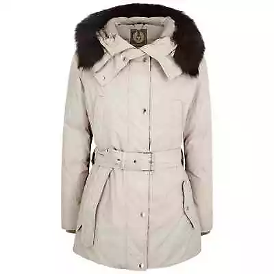 Buy Belstaff Lady Elidon Hooded Fur Trim Down Jacket Coat Uk 12-14 Rrp £749 • 214£