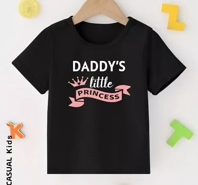 Buy New Shein Girls Daddy’s Little Princess Black T-shirt Age 5-6 Years • 10£