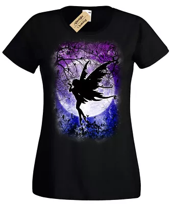 Buy Fairy Moon T-Shirt Gothic Fantasy Woodland Night Stars Cute Womens Ladies • 11.95£