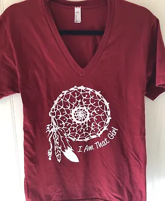 Buy EUC~ American Apparel Ladies T-Shirt- I’m That Girl- Dream Catcher SZ S Red • 14.33£