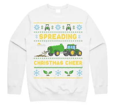 Buy Spreading Christmas Cheer GREEN Farming Jumper Sweatshirt Funny Farmer Tractor • 23.99£