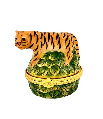 Buy Tiger Trinket Box Porcelain Wild Cat Leopard Container Jaguar Safari Theme Gift • 53.01£