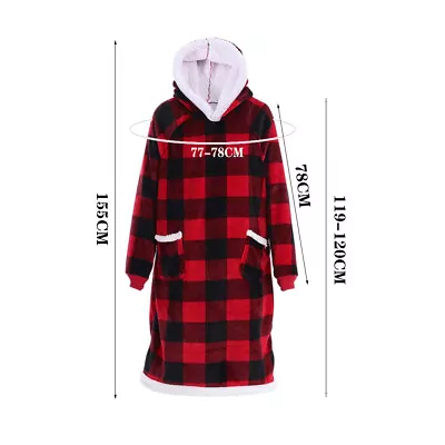 Buy Hooded Sweatshirt Flannel Blanket Soft Thick Warm Plush Fleece Extra Long Hoodie • 17.95£