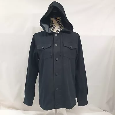 Buy VANS Hooded Buttoned Jacket Size X Small Cotton Canvas Black • 22.99£