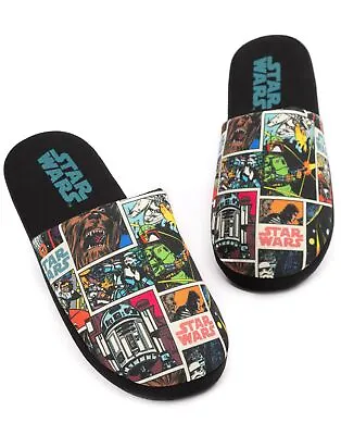 Buy Star Wars Slippers Mens Adults Comic Slip-On Black House Shoes • 16.95£